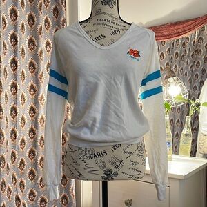 White and Blue Women's Top vintage